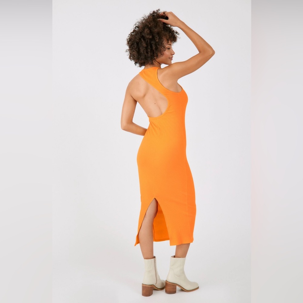 Urban Outfitters Orange Asymmetrical Midi Sleeveless Dress